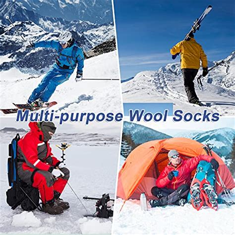 Caudblor Men's Merino Wool Hiking Socks-Thermal Warm Crew Winter Ankle ...