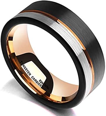 King Will Loop Tungsten Carbide Wedding Band Mm Mm Rose Gold Line