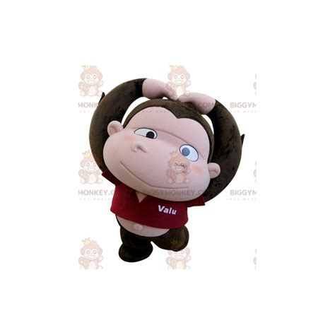 BIGGYMONKEY™ Mascot Costume Brown and Pink Monkey Sizes L (175-180CM)