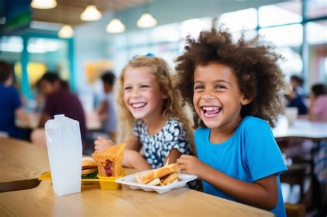 Ni Os Disfrutando De Un Almuerzo Escolar Saludable Regreso A Clases