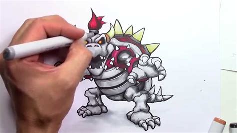 How To Draw Dry Bowser First Time Using Copic Markers Youtube