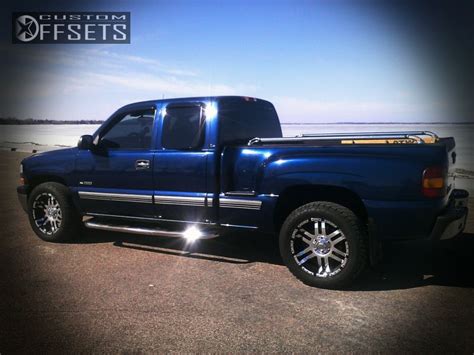 Wheel Offset 2000 Chevrolet Silverado 1500 Aggressive 1 Outside Fender Stock Custom Rims