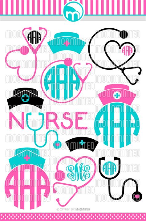 Nurse Svg Cut Files Monogram Frames For Vinyl Cutters Etsy