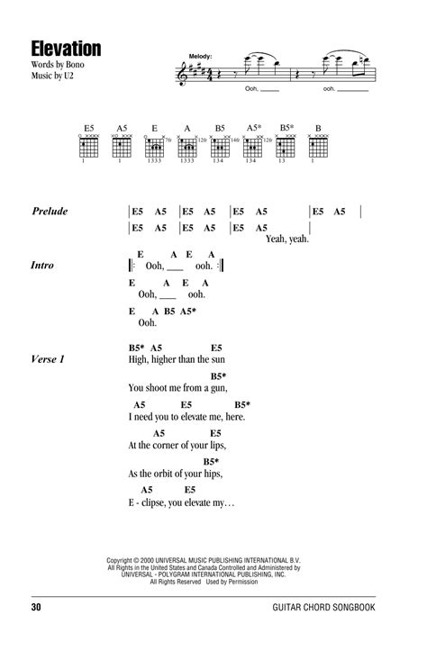 Elevation by U2 - Guitar Chords/Lyrics - Guitar Instructor