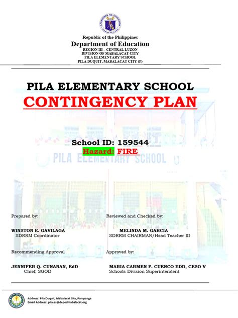 Pila Es Contingency Plan Fire 2022 23 Download Free Pdf Fire Safety Emergency Management