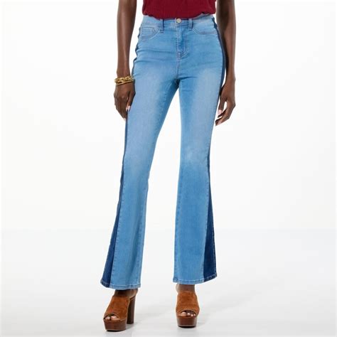 Dg By Diane Gilman Virtual Stretch Denim Tone Side Panel Flare Jean