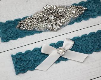 Teal Wedding Garter Etsy