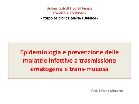 Epidemiologia E Prevenzione Delle Malattie Infettive A Trasmissione