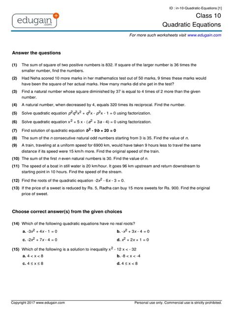 Quadratic Formula Worksheets Math Monks Worksheets Library