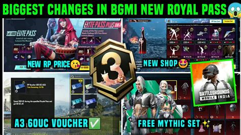 NEW CHANGES BGMI NEW ROYALE PASS A3 BGMI A3 ROYAL PASS REWARDS LEAKS