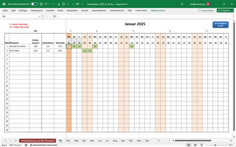 Excel Urlaubsplaner 2025 Vorlage Msofficebox De