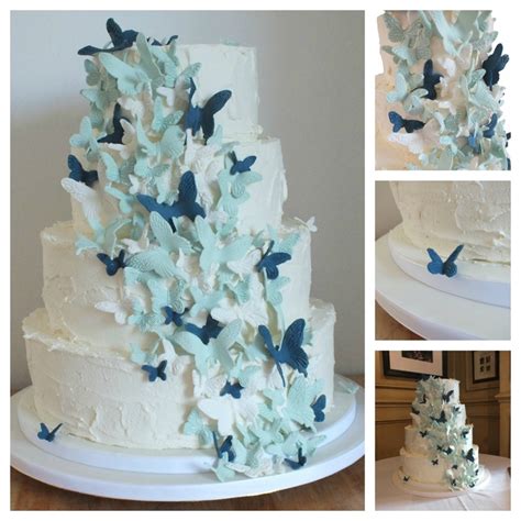 Blue Butterfly Wedding Cake