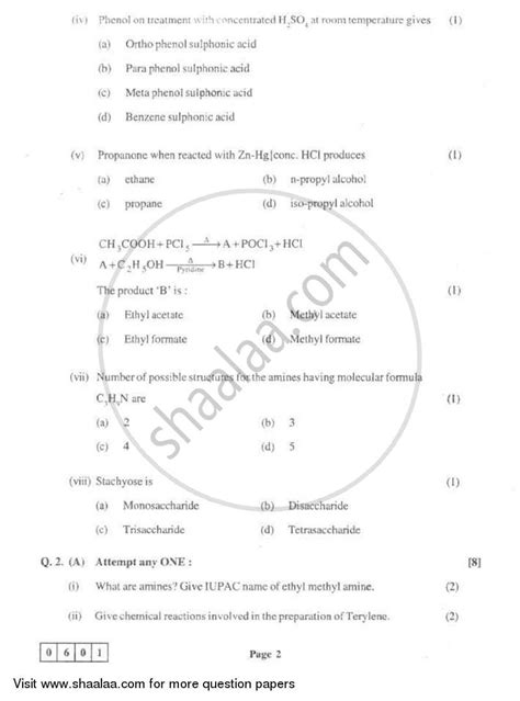 Chemistry Hsc Science General Th Standard Board Exam