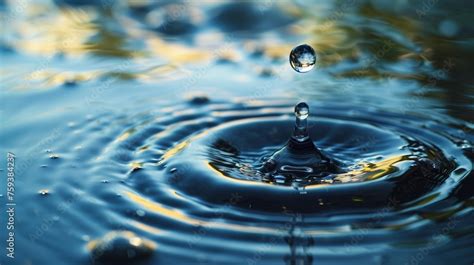 Drop Of Water Falling Into A Puddle Creating A Ripple Effect