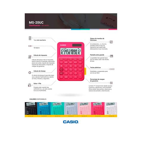 Calculadora Básica Casio 12 Dígitos Ms 20uc Gn Verde