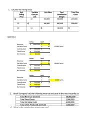 Practice Exercises Solutions Xlsx Question Total Revenue Variable