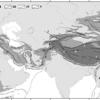 Alpine-Himalayan Orogenic Belt. (I) Uplands of 1000-3000 m; (II)... | Download Scientific Diagram