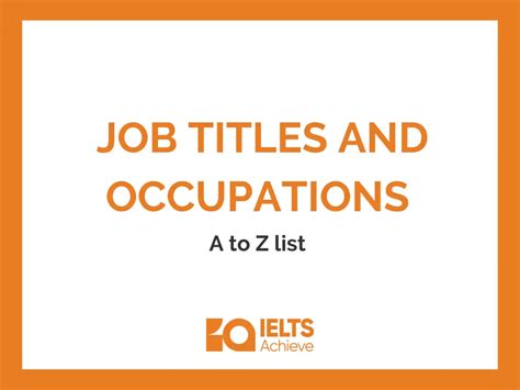 A to Z list of Job Titles and occupations with pictures