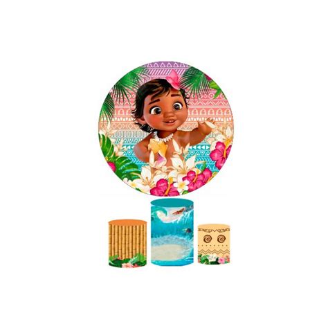 Painel M Moana Baby Capas De Cilindros Tecido Elo