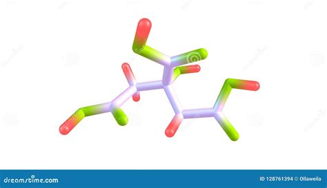 Estructura Molecular Del ácido Cítrico Aislada En Blanco Stock de