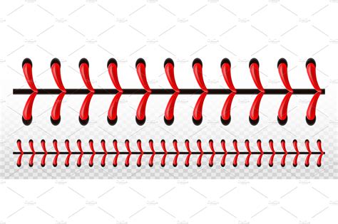 Baseball Ball Stitche Red Lace Seam Object Illustrations ~ Creative