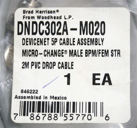 Molex Brad Harrison Woodhead DNDC302A M020 5P Cable Micro Change Male