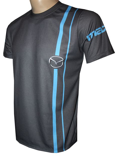 Mazda T Shirt With Logo And All Over Printed Picture T Shirts With All Kind Of Auto Moto