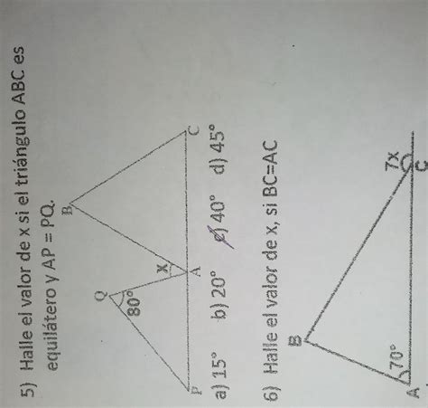 5 Halle el valor de x si el triángulo ABC es equilátero y AP PQ