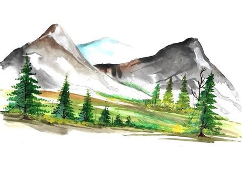 Free Vector | Beautiful hand draw landscape colorful mountain ...