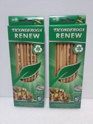 Ticonderoga Renew Wood Cased Pencils 2 Hb Soft Natural 10 Count New