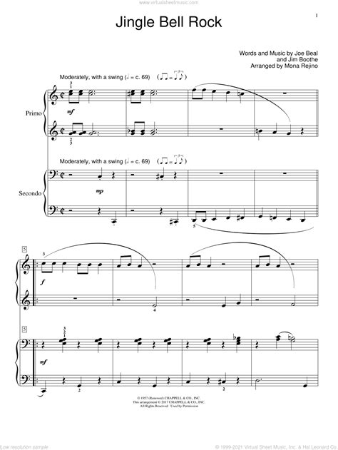 Beal Jingle Bell Rock Sheet Music For Piano Four Hands PDF