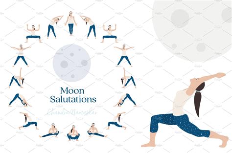 Moon Salutations Yoga illustrations | Creative Market