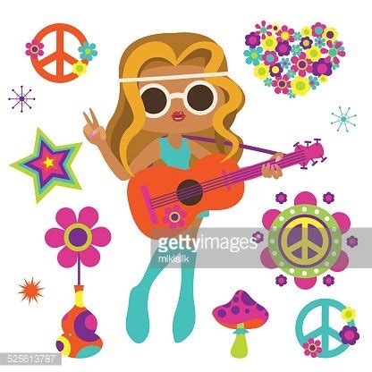 Premium Vector Vector Hippie Guitar With Flowers Background Clip