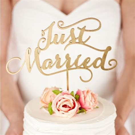 Bruidstaart Topper Hout Just Married Yourweddingshop Eu