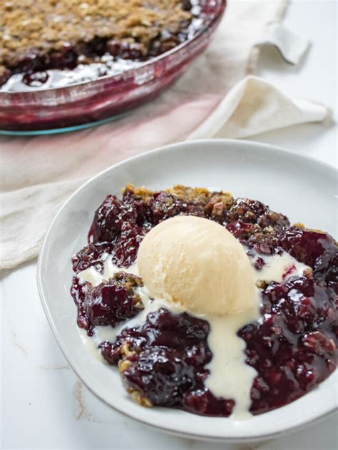 Homemade Cherry Crisp With Fresh Cherries Recipe The Midwest Kitchen Blog