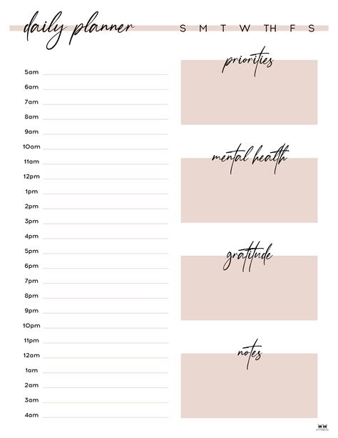 Hourly Planner Printable