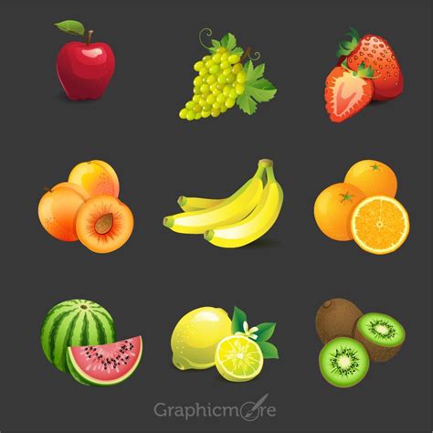 Realistic Fruits Design Free Vector File Download By Graphicmore