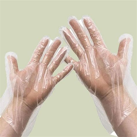 Rudra Disposable Transparent Clear Plastic Hand Gloves Microns Plain