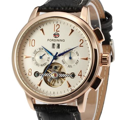 Forsining Men S Automatic Tourbillon Day Calendar Leather