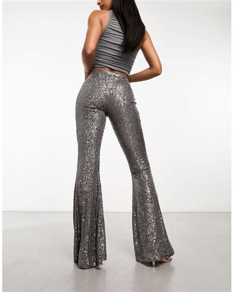 ASOS Extreme Flare Sequin Pants In White Lyst