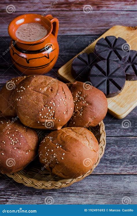 Oaxaca Bread Called Pan De Yema Or Yolk Bread And Chocolate Traditional