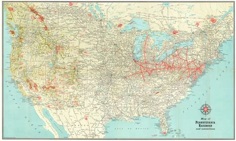 Map of Pennsylvania Railroad and connections | Curtis Wright Maps