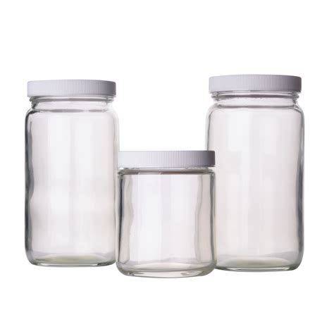 Clear Glass Short Straight Sided Wide Mouth Jars Chrom One Chromatography Consumable Products