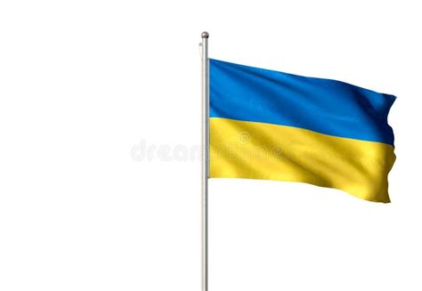 Ukraine National Flag Waving Isolated White Background Realistic 3d