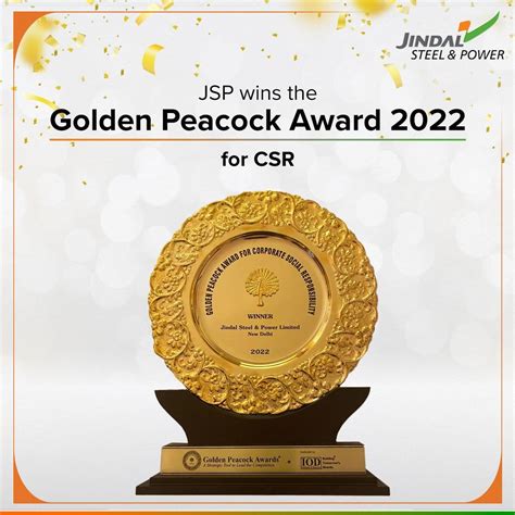 Jindal Steel And Power Ltd On Linkedin Jindalsteel Csr Goldenpeacock Awards Award 82 Comments