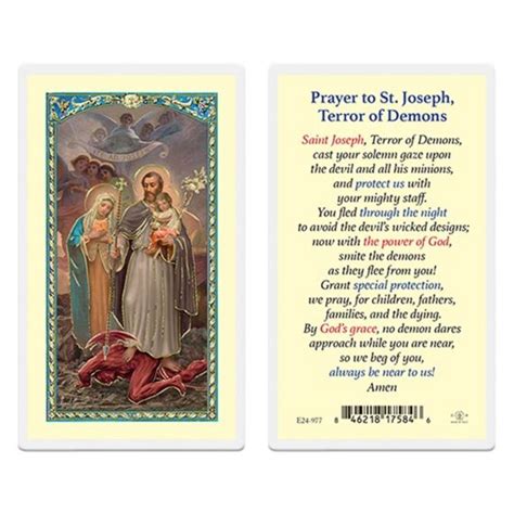 Saint Joseph Terror Of Demons Laminated Prayer Card Seton Shrine