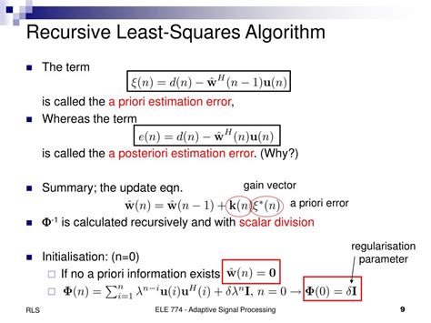 Ppt Recursive Least Squares Rls Adaptive Filters Powerpoint