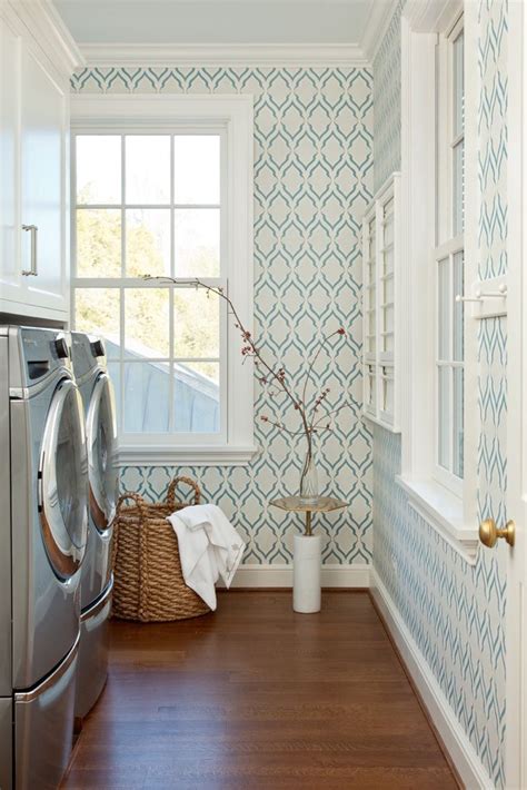 Love This Laundry Room Inspiration Great Wallpaper And Details Blue