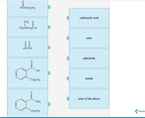 Solved Video HCOCH2CH3 Carboxylic Acid CH3 CHCHCH2C H Ester Chegg