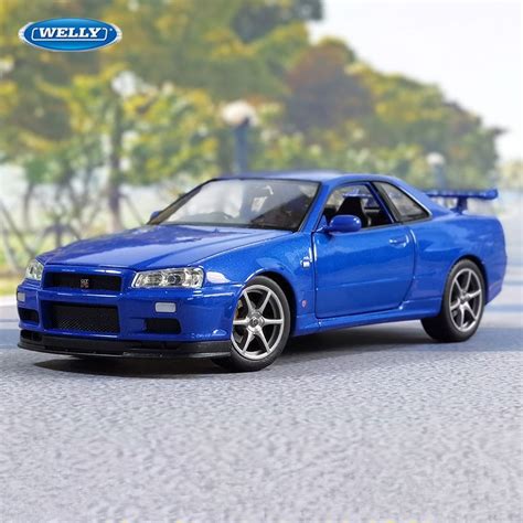 Welly Nissan Skyline Gtr R Modelo De Carro Esportivo De Liga